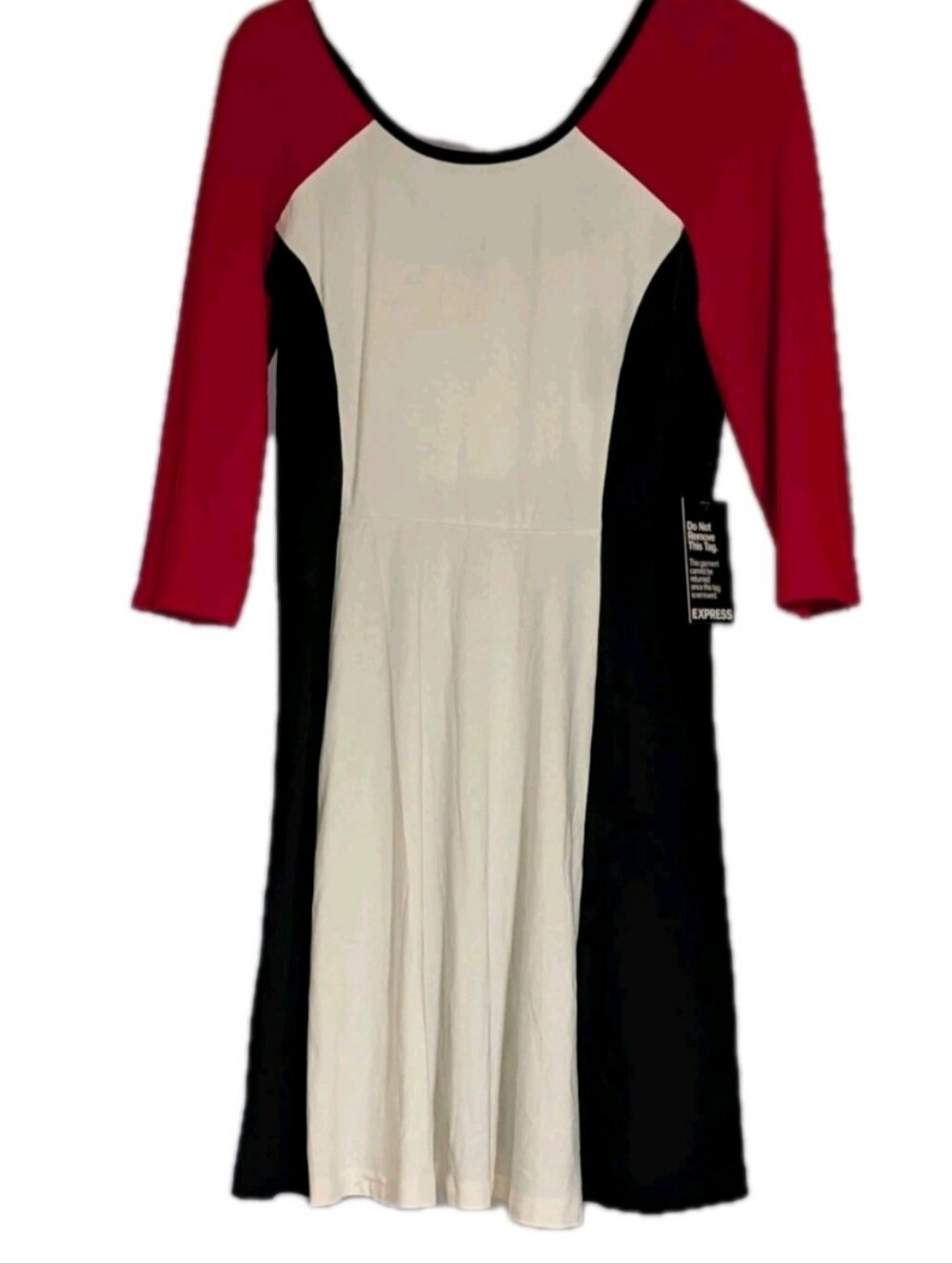 NWT Express Women's Short Dress  Color A-Line Dress in Red,Black & Cream Siz M